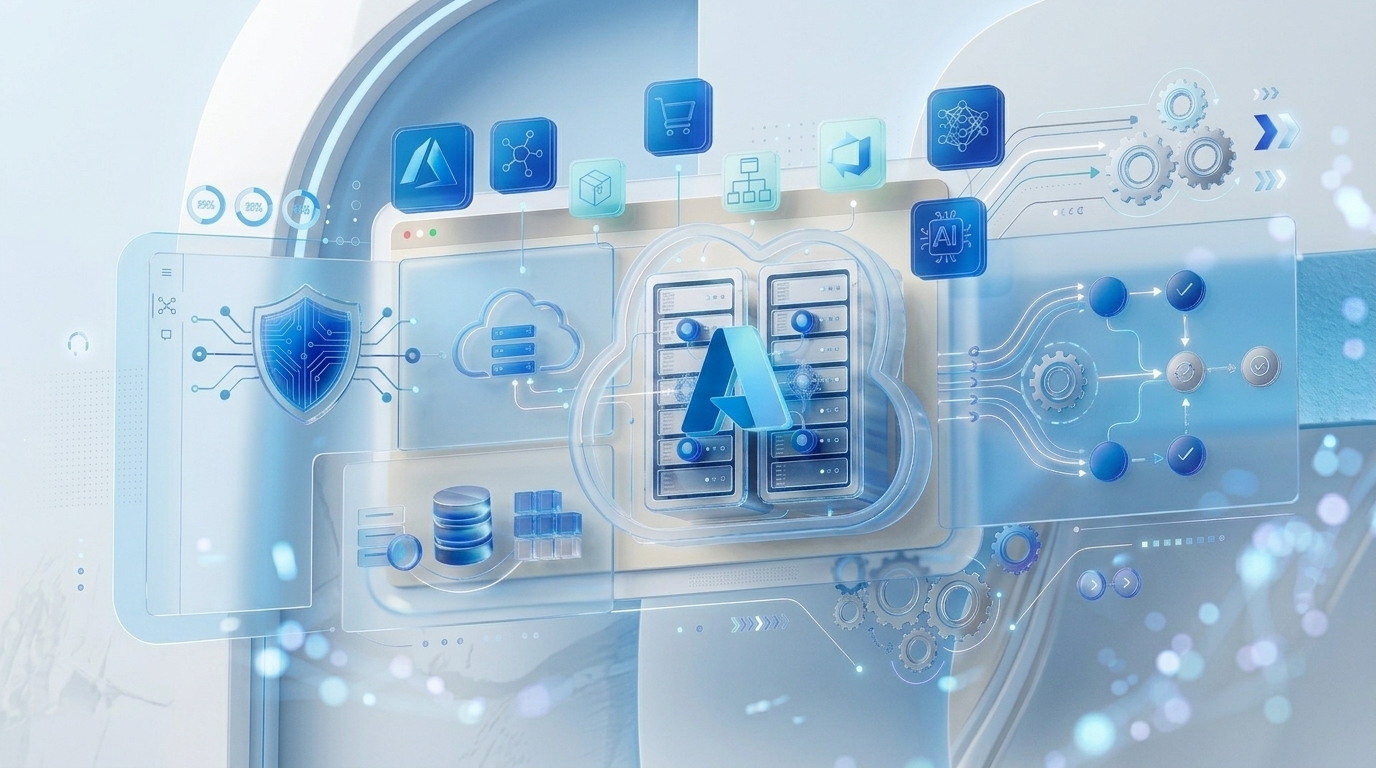 Illustration of connected Azure cloud services